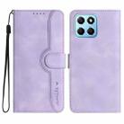 For Honor X8 5G Heart Pattern Skin Feel Leather Phone Case(Purple) - 1