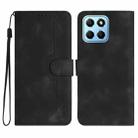 For Honor X8 5G Heart Pattern Skin Feel Leather Phone Case(Black) - 1