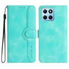 For Honor X8 5G Heart Pattern Skin Feel Leather Phone Case(Light Blue) - 1