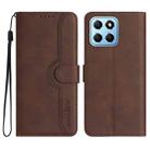 For Honor X8 5G Heart Pattern Skin Feel Leather Phone Case(Brown) - 1