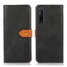 For Sony Xperia 1 V KHAZNEH Dual-color Cowhide Texture Flip Leather Phone Case(Black) - 1