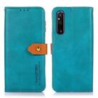 For Sony Xperia 1 V KHAZNEH Dual-color Cowhide Texture Flip Leather Phone Case(Blue) - 1