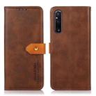 For Sony Xperia 1 V KHAZNEH Dual-color Cowhide Texture Flip Leather Phone Case(Brown) - 1