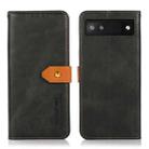 For Google Pixel 7a KHAZNEH Dual-color Cowhide Texture Flip Leather Phone Case(Black) - 1