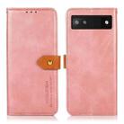 For Google Pixel 7a KHAZNEH Dual-color Cowhide Texture Flip Leather Phone Case(Rose Gold) - 1