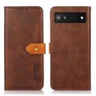For Google Pixel 7a KHAZNEH Dual-color Cowhide Texture Flip Leather Phone Case(Brown) - 1
