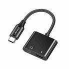 USAMS US-SJ598 AU15 Aluminum Alloy USB-C / Type-C to Type-C + 3.5DC Audio Adapter(Black) - 1