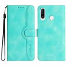 Heart Pattern Skin Feel Leather Phone Case For Huawei P30 Lite/nova 4e/Honor 20S Russia Version/20 lite Russia Version(Light Blue) - 1