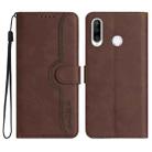 Heart Pattern Skin Feel Leather Phone Case For Huawei P30 Lite/nova 4e/Honor 20S Russia Version/20 lite Russia Version(Brown) - 1