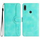 For Huawei Y6 2019 Heart Pattern Skin Feel Leather Phone Case(Light Blue) - 1