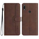 For Huawei Y6 2019 Heart Pattern Skin Feel Leather Phone Case(Brown) - 1
