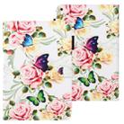 For iPad 10.2 Cross Texture Painted Horizontal Leather Case with Sleep / Wake-up Function & Card Slot & Holder & Wallet(White Peony Flower) - 1