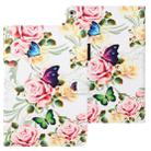For iPad Air 2 Cross Texture Painted Horizontal  Leather Case with Sleep / Wake-up Function & Card Slot & Holder & Wallet(White Peony Flower) - 1