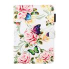 For iPad Pro 9.7 Cross Texture Painted Horizontal  Leather Case with Sleep / Wake-up Function & Card Slot & Holder & Wallet(White Peony Flower) - 2