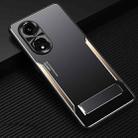 For OPPO A1 Pro / A98 Blade Series TPU + Titanium Alloy Phone Case with Holder(Black Gold) - 1