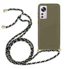 For Xiaomi 12 / 12X Wheat Straw Material + TPU Phone Case with Lanyard(Army Green) - 1