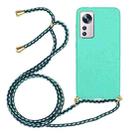 For Xiaomi 12 / 12X Wheat Straw Material + TPU Phone Case with Lanyard(Green) - 1