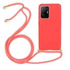 For Xiaomi 11T / 11T Pro Wheat Straw Material + TPU Phone Case with Lanyard(Red) - 1