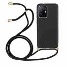 For Xiaomi 11T / 11T Pro Wheat Straw Material + TPU Phone Case with Lanyard(Black) - 1