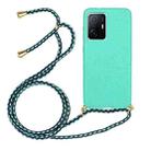 For Xiaomi 11T / 11T Pro Wheat Straw Material + TPU Phone Case with Lanyard(Green) - 1