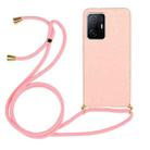 For Xiaomi 11T / 11T Pro Wheat Straw Material + TPU Phone Case with Lanyard(Pink) - 1