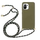 For Xiaomi Mi 11 Lite Wheat Straw Material + TPU Phone Case with Lanyard(Army Green) - 1