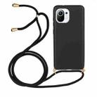 For Xiaomi Mi 11 Lite Wheat Straw Material + TPU Phone Case with Lanyard(Black) - 1