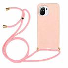 For Xiaomi Mi 11 Lite Wheat Straw Material + TPU Phone Case with Lanyard(Pink) - 1
