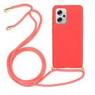 For Xiaomi Redmi Note 11 Pro+ 5G Wheat Straw Material + TPU Phone Case with Lanyard(Red) - 1