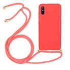 For Xiaomi Redmi 9A Wheat Straw Material + TPU Phone Case with Lanyard(Red) - 1