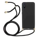 For Xiaomi Redmi 9A Wheat Straw Material + TPU Phone Case with Lanyard(Black) - 1