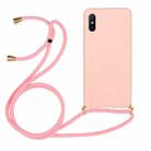 For Xiaomi Redmi 9A Wheat Straw Material + TPU Phone Case with Lanyard(Pink) - 1