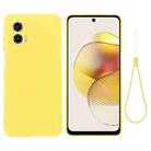 For Motorola Moto G53 5G Pure Color Liquid Silicone Shockproof Phone Case(Yellow) - 1