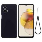 For Motorola Moto G73 Pure Color Liquid Silicone Shockproof Phone Case(Black) - 1