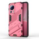 For Xiaomi 13 Lite Punk Armor 2 in 1 PC + TPU Shockproof Phone Case with Holder(Rose Red) - 1