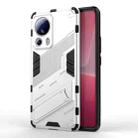 For Xiaomi 13 Lite Punk Armor 2 in 1 PC + TPU Shockproof Phone Case with Holder(White) - 1