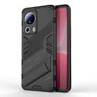 For Xiaomi 13 Lite Punk Armor 2 in 1 PC + TPU Shockproof Phone Case with Holder(Black) - 1