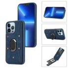 For iPhone 13 Pro Max Armor Ring Wallet Back Cover Phone Case(Blue) - 1