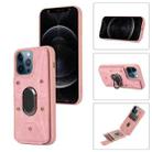 For iPhone 12 / 12 Pro Armor Ring Wallet Back Cover Phone Case(Pink) - 1