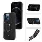 For iPhone 12 Pro Max Armor Ring Wallet Back Cover Phone Case(Black) - 1
