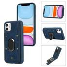 For iPhone 11 Armor Ring Wallet Back Cover Phone Case(Blue) - 1