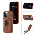 For iPhone 11 Pro Armor Ring Wallet Back Cover Phone Case(Brown) - 1