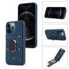 For iPhone 11 Pro Max Armor Ring Wallet Back Cover Phone Case(Blue) - 1