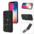 For iPhone X / XS Armor Ring Wallet Back Cover Phone Case(Black) - 1