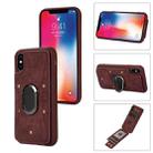 For iPhone X / XS Armor Ring Wallet Back Cover Phone Case(Wine Red) - 1