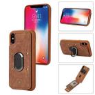 For iPhone X / XS Armor Ring Wallet Back Cover Phone Case(Brown) - 1