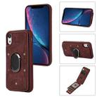 For iPhone XR Armor Ring Wallet Back Cover Phone Case(Wine Red) - 1