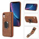 For iPhone XR Armor Ring Wallet Back Cover Phone Case(Brown) - 1