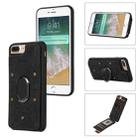 For iPhone 8 Plus / 7 Plus Armor Ring Wallet Back Cover Phone Case(Black) - 1