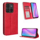 For Itel A60 Magnetic Buckle Retro Texture Leather Phone Case(Red) - 1